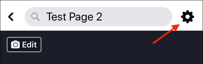 Toque el ícono de Configuración en su página de Facebook