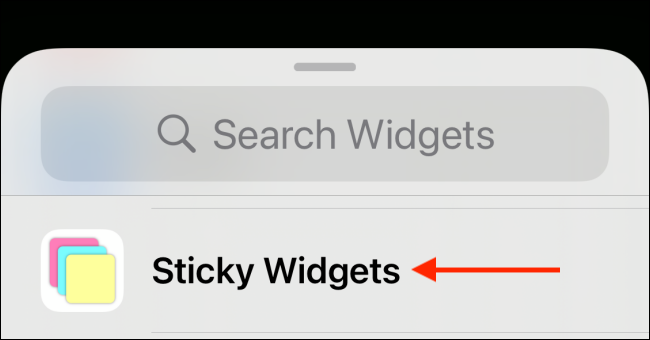 Toque Sticky Widgets de la lista de widgets