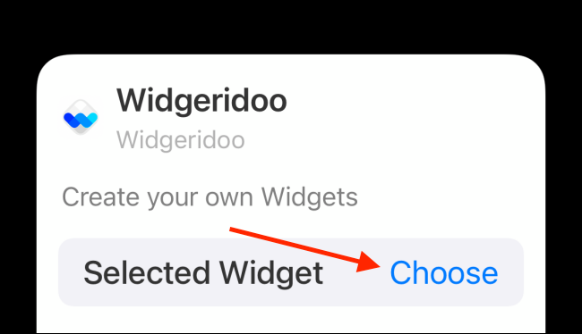 Toque el botón Elegir de las opciones del widget