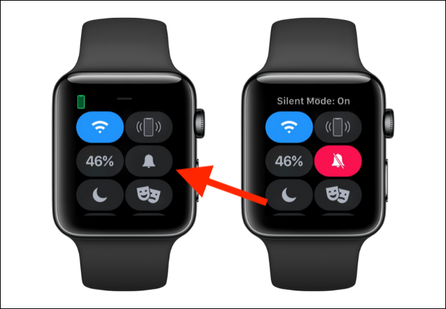 Toque el icono de la campana para habilitar el modo silencioso en Apple Watch