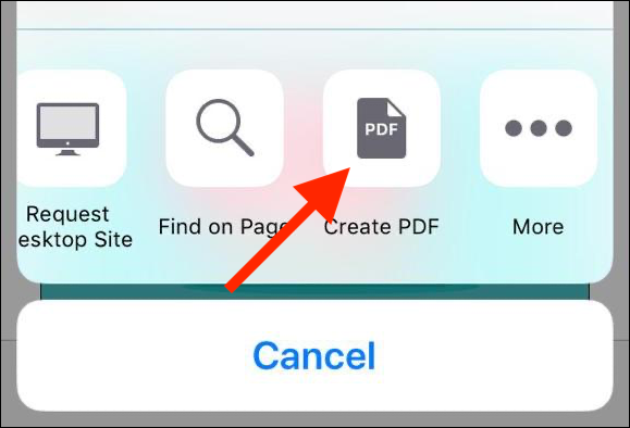 Toca "Crear PDF" en la barra de acciones Compartir hoja.