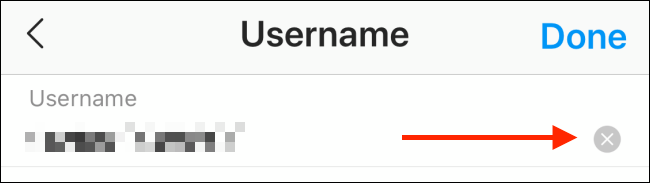 Toque el icono Eliminar para eliminar su nombre de usuario de Instagram.