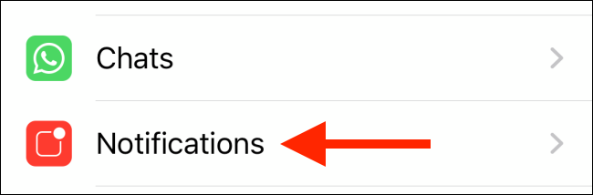 Toque la opción Notificaciones de WhatsApp