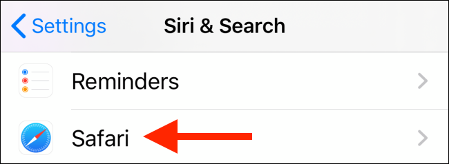 Toque Safari desde Siri y la sección de búsqueda