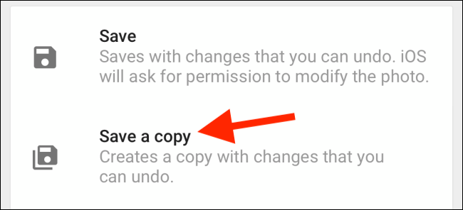 Toque el botón Guardar una copia o Guardar