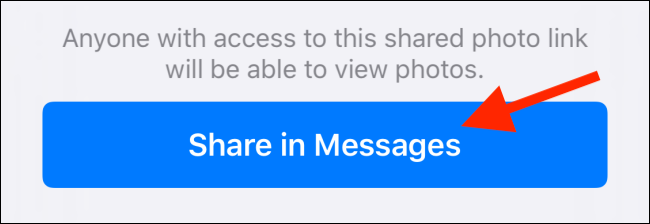 Toca "Compartir en mensajes".