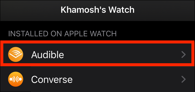 Toque una aplicación de Apple Watch de la lista