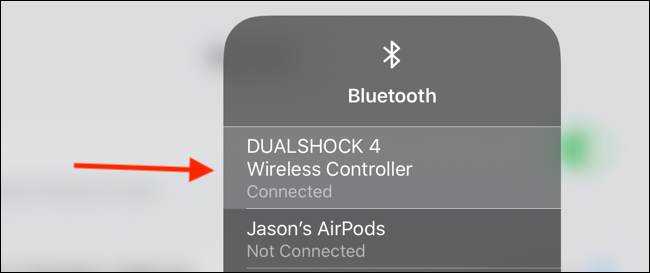 Toque el controlador en el menú de Bluetooth para desconectar