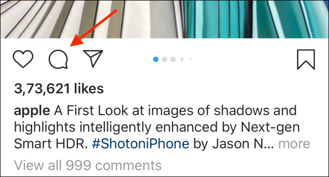 Toque el ícono Comentarios (ícono de burbuja de diálogo) para ver todos los comentarios asociados con la publicación.
