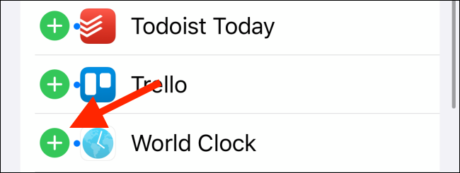  Toca el signo más (+) junto a "Reloj mundial".