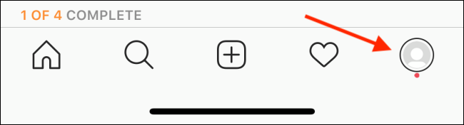 Toque el icono de su perfil de Instagram.