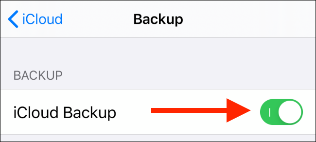 Toque en alternar junto a iCloud Backups