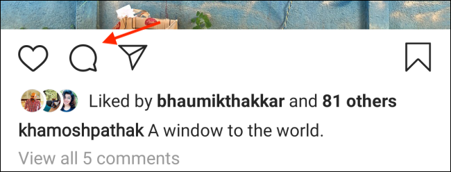Toque el botón Comentarios en Instagram para Android