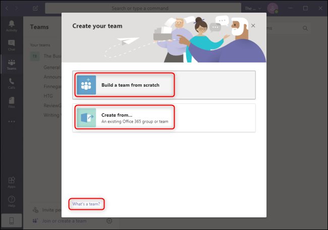 Equipos Crear menú de equipo