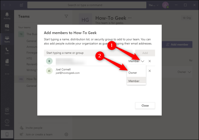 Rol de miembro de equipos