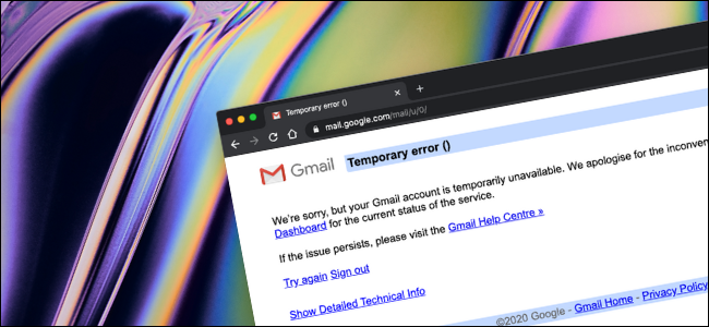 El error temporal al intentar acceder a Gmail después de eliminar una cuenta.