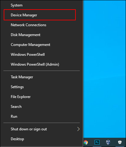 Haga clic con el botón derecho en el menú Inicio, luego haga clic en Administrador de dispositivos