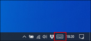 Haga clic en el icono del teclado en pantalla en el área de notificaciones de la barra de tareas de Windows