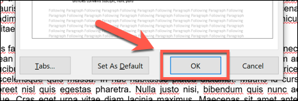 En la ventana de configuración de "Párrafo", haga clic en "Aceptar" para guardar la configuración.