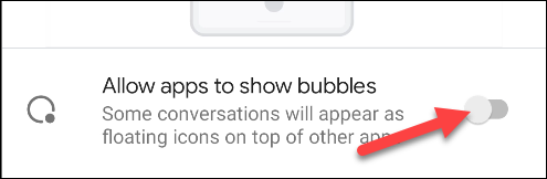 no permitir que las aplicaciones muestren burbujas