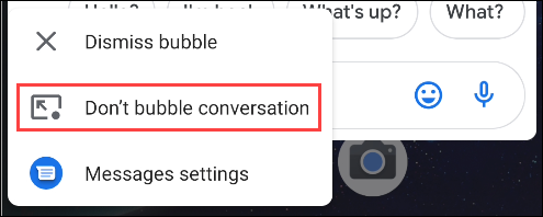 seleccione no hacer burbujas en la conversación