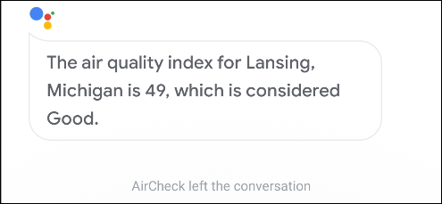 acción aircheck del asistente de google