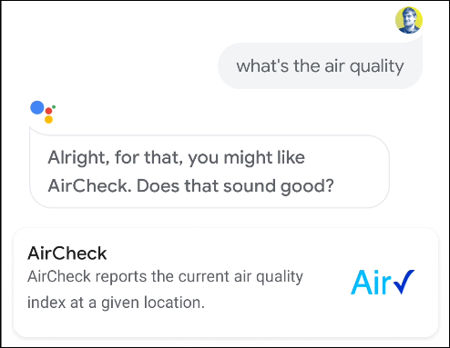 acción aircheck del asistente de google