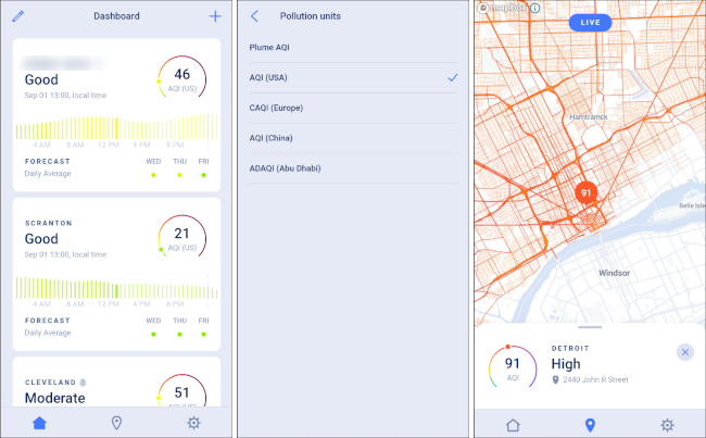 Aplicación de calidad del aire de la EPA para Android