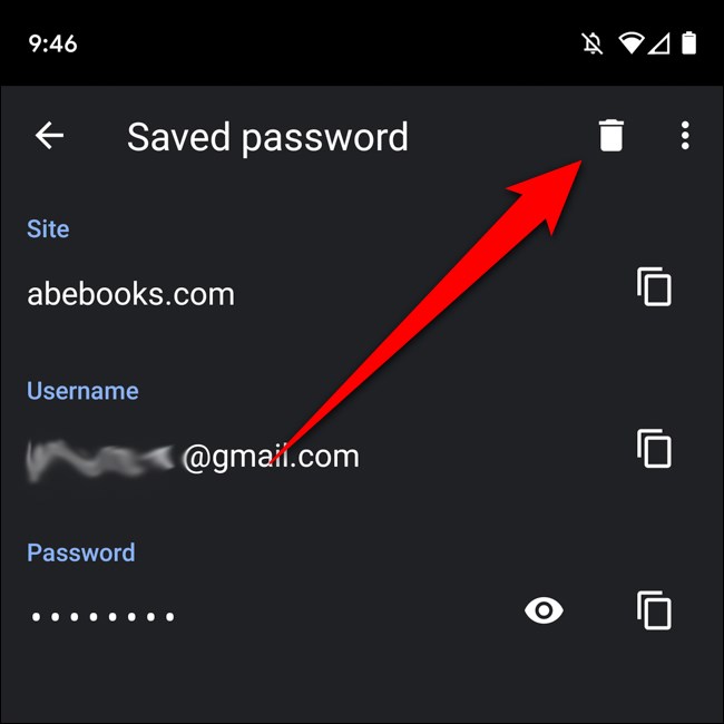 Android Chrome Eliminar contraseña