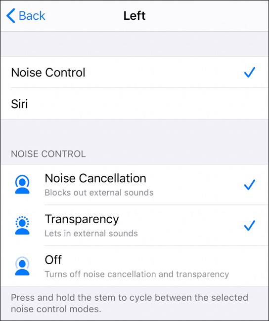 Apple AirPods Pro Mantenga presionada la acción Personalizar