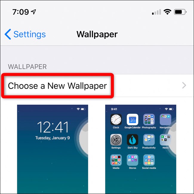 Apple iPhone elige una nueva opción de fondo de pantalla