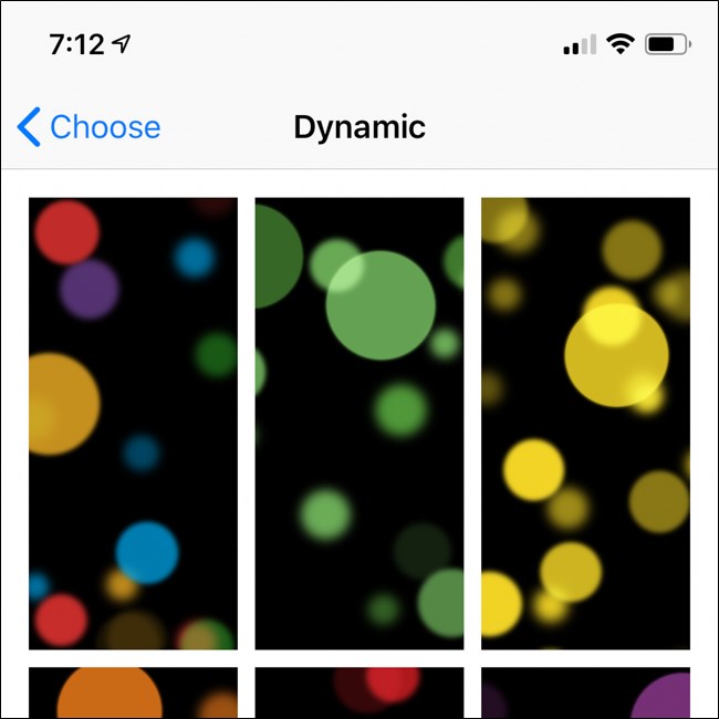 Opciones de papel tapiz dinámico de Apple iPhone