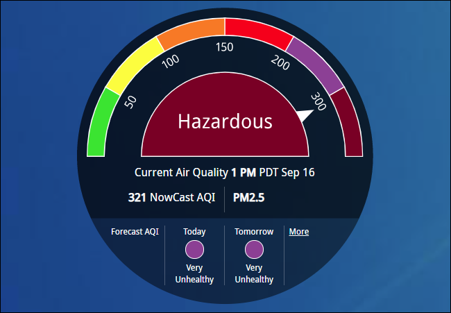 AirNow muestra una calidad de aire "peligrosa".