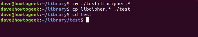 rm ./test/libcipher.* en una ventana de terminal