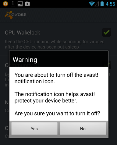 icono de notificación avast