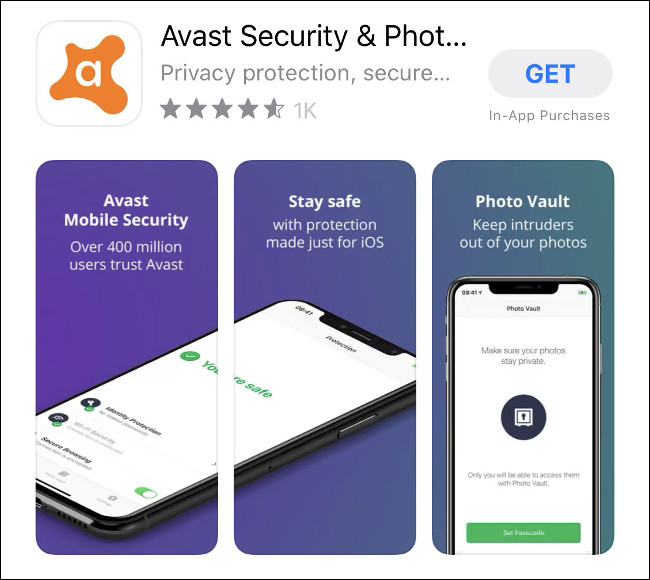 La aplicación Avast Mobile Security para iOS en la App Store. 