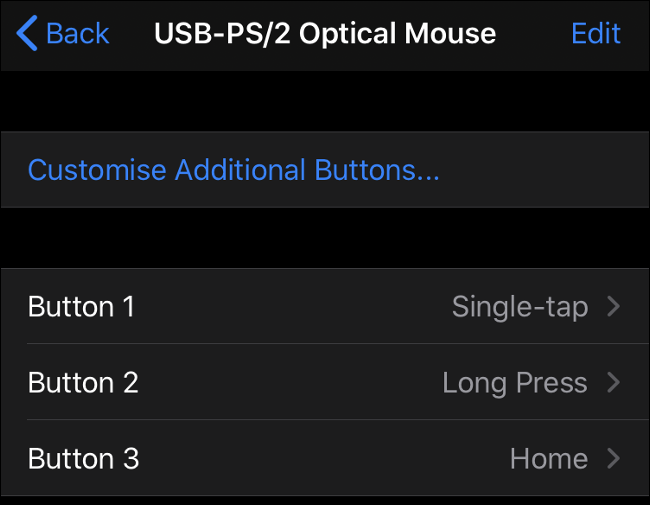Configuración del botón del mouse en iOS 13 (iPadOS 13)