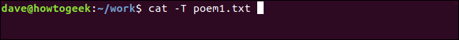 cat -T poem1.txt en una viuda terminal