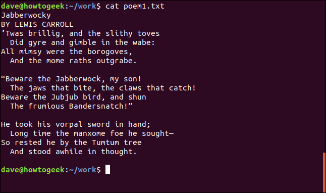 el contenido de poem1.txt en una ventana de terminal
