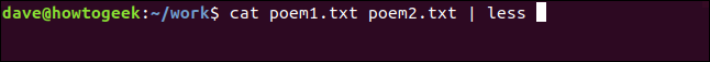 cat poem1.txt poem2.txt |  menos en una ventana de terminal