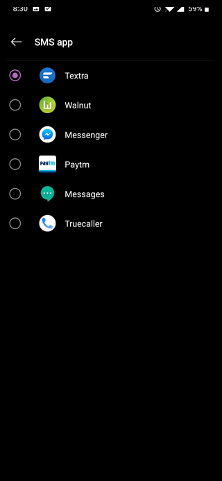 cambio de aplicación de mensajes de texto en Android
