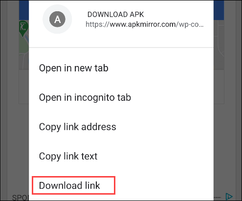 Chrome para enlace de descarga de Android