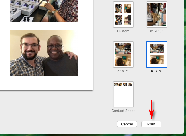Haga clic en Imprimir en la aplicación Fotos en Mac