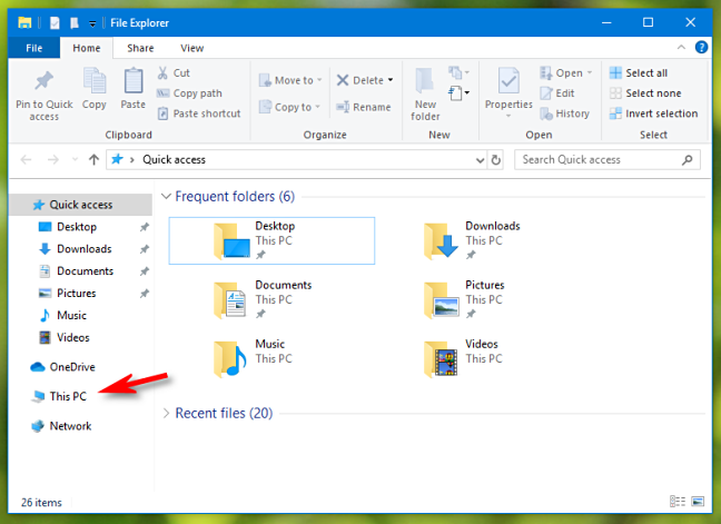 Haga clic en Esta PC en el Explorador de archivos