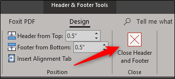 cerrar encabezado y pie de página