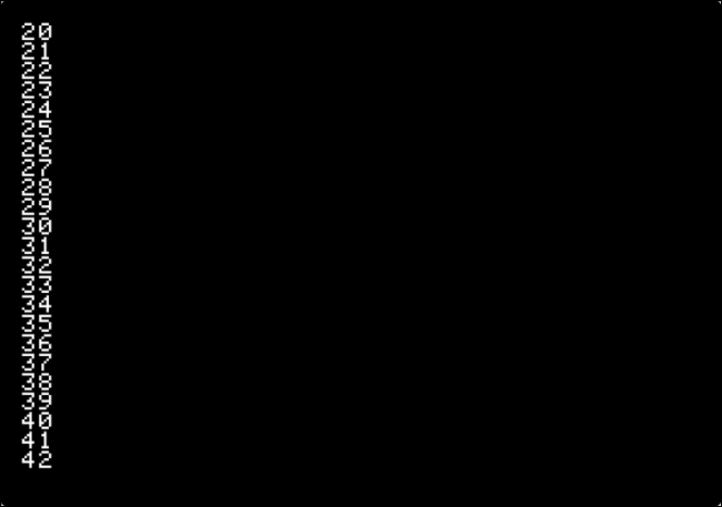 Salida del programa de conteo en Apple II. 