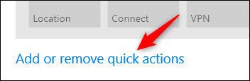 haga clic en agregar o eliminar el enlace de acciones rápidas para obtener más