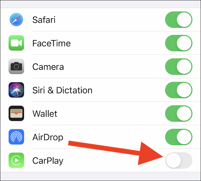 Desactiva la opción "CarPlay"