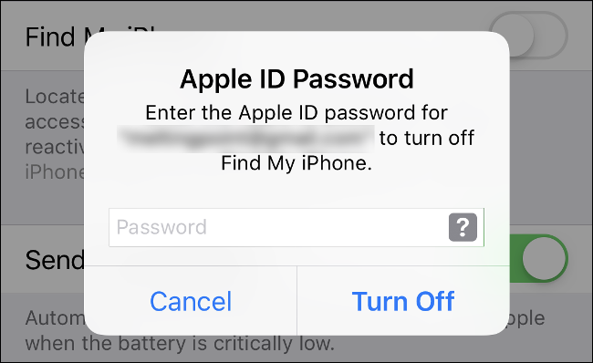 Escriba la contraseña de su ID de Apple para desactivar "Buscar mi iPhone" y desactivar el "Bloqueo de activación".
