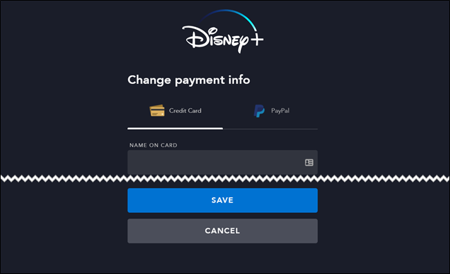 Página de facturación de Disney +